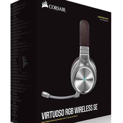 Corsair Virtuoso Wireless RGB SE Espresso 7.1 Headset. High Fidelity Ultra Comfort, Broadcast Grade 9.5mm Microphone, USB and 3.5mm