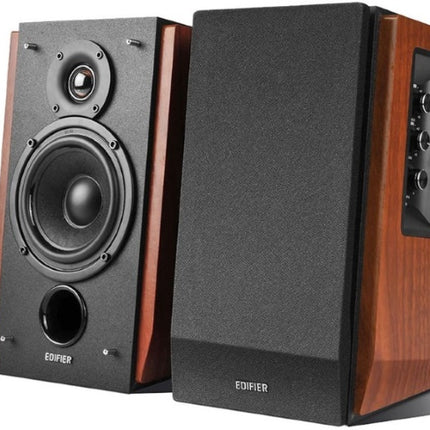 EDIFIER R1700BT Bluetooth Lifestyle Bookshelf Studio Speakers Brown - BT/Dual 3.5mm AUX/Limited Distortion DSP/DRC/Classic Wood Finish/Wireless Remote