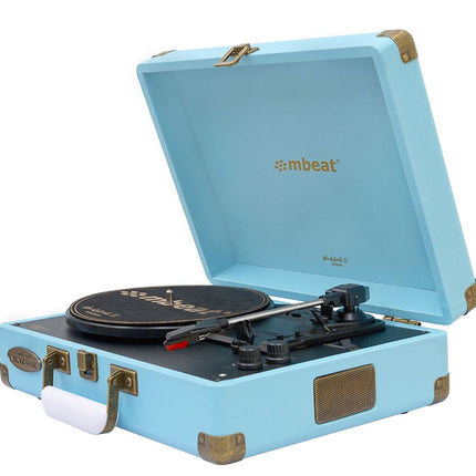 MBEAT Woodstock 2 Sky Blue Retro Turntable Player with BT Receiver & Transmitter