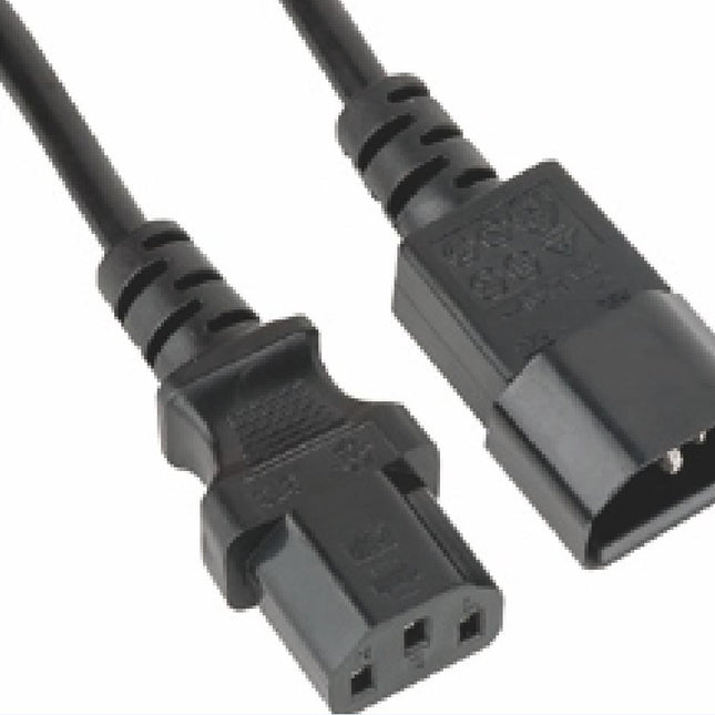 ASTROTEK Power Extension Cable 2m - Male to Female Monitor to PC or PC/UPS to Device IEC C13 to C14