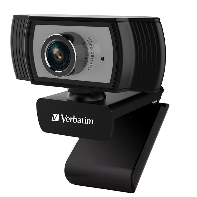 VERBATIM 1080p Full HD Webcam - Black/Silver FHD 1920x1080, 2.0 Mega Pixels, Compatible with Windows XP,7 8, 10, Android V5, MacOS 10.6 or Above