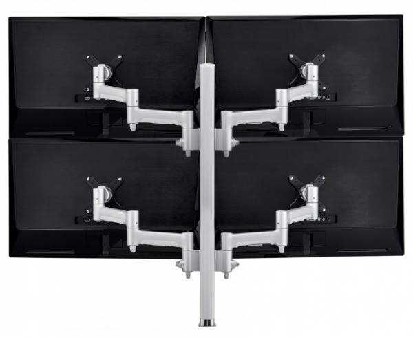 Atdec AWM Quad monitor arm solution - 460mm articulating arms - 750mm post - heavy duty clamp - silver