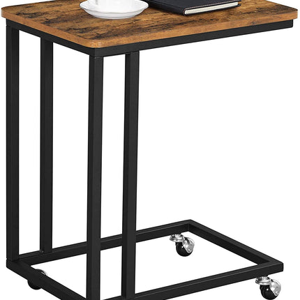 Coffee Table with Steel Frame and Castors Rustic Brown and Black