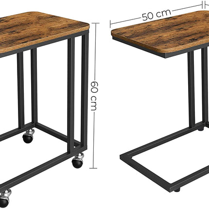Coffee Table with Steel Frame and Castors Rustic Brown and Black