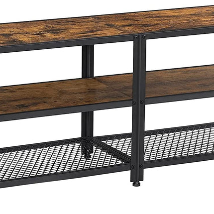 TV Stand for 60-Inch TV with Industrial Style Steel Frame Rustic Brown and Black