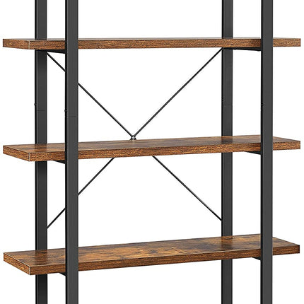 Bookshelf 5-Tier Industrial Stable Bookcase Rustic Brown and Black