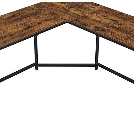 L-Shaped Computer Desk, Rustic Brown and Black