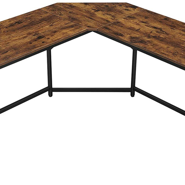 L-Shaped Computer Desk, Rustic Brown and Black