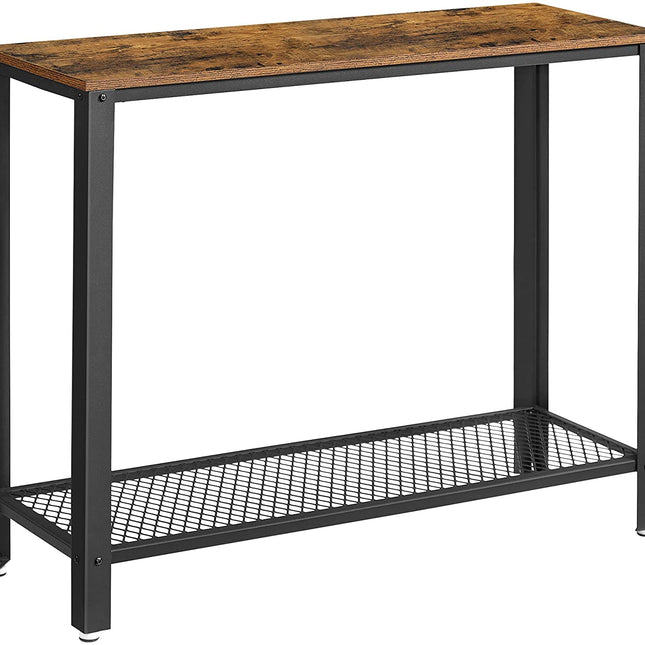 Console Table Metal Frame Rustic Brown