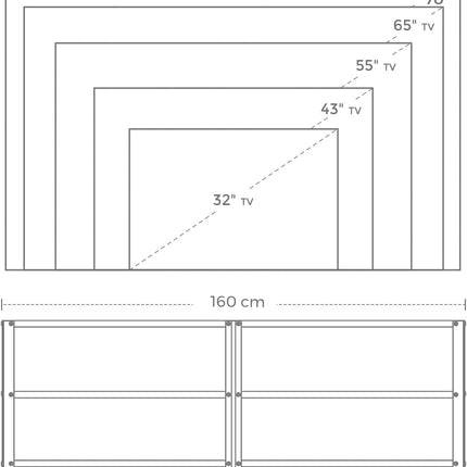 TV Stand for TV Steel Frame up to 178 cm with Shelves for Living Room and Bedroom Furniture Rustic Brown and Black