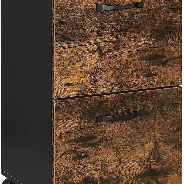 File Cabinet with 2 Drawers Industrial Style for A4 Rustic Brown and Black