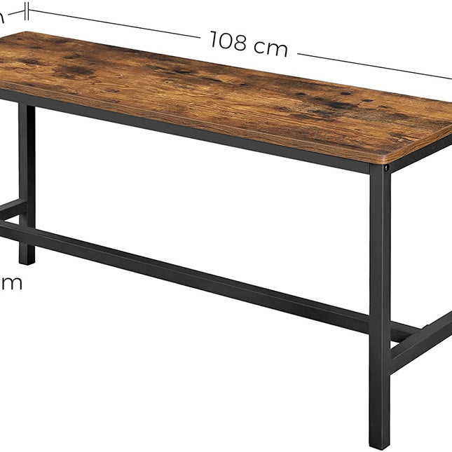 Set of 2 Table Benches Industrial Style Durable Metal Frame 108 x 32.5 x 50 cm Rustic Brown