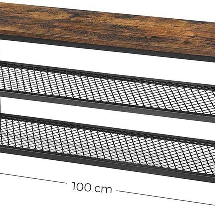 Shoe Rack with 2 Shelves 100 x 30 x 45 cm Rustic Brown and Black