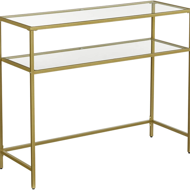Console Table Metal Frame with 2 Shelves Adjustable Feet