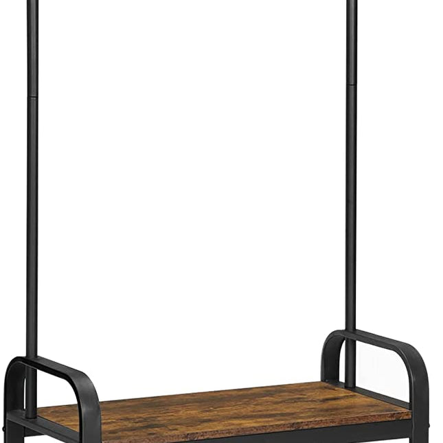 Vintage Coat Rack Shoe Bench, Wood Look Accent Furniture and Metal Frame