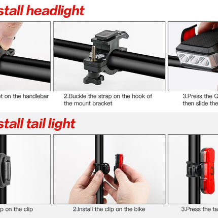 Bike LED Light 550LM Front and Back USB Rechargeable with 4000mAh Power Bank and IPX4 Waterproof