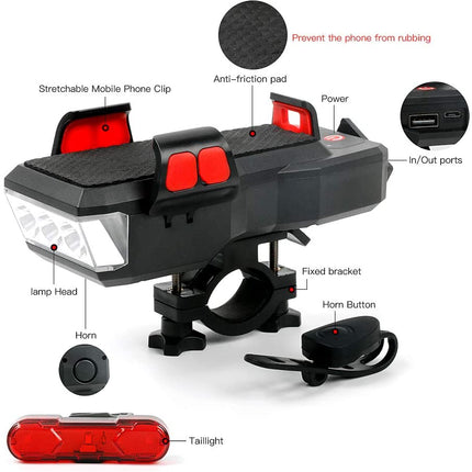 Bike LED Light 550LM Front and Back USB Rechargeable with 4000mAh Power Bank and IPX4 Waterproof