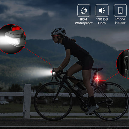 Bike LED Light 550LM Front and Back USB Rechargeable with 4000mAh Power Bank and IPX4 Waterproof