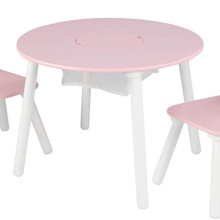 Round Table and 2 Chair Set for children (White and Pink)