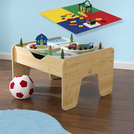 Lego Compatible 2 in 1 Activity Table for kids (Natural)