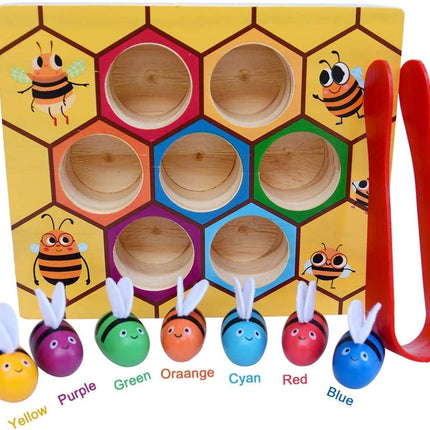 Wooden Bee Toddler Fine Motor Skill Toy - (Montessori Wooden Puzzle Early Learning Preschool Educational Kids)