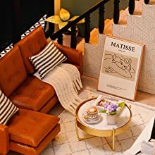 Dollhouse Miniature with Furniture Kit Plus Dust Proof and Music Movement - Comfortable room (1:24 Scale Creative Room Idea)