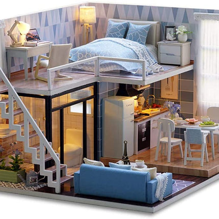 Dollhouse Miniature with Furniture Kit Plus Dust Proof and Music Movement - Valentine's Day Gift Idea