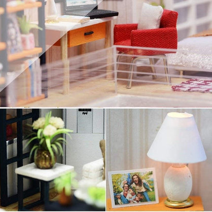 Dollhouse Miniature with Furniture Kit Plus Dust Proof and Music Movement - M9 (1:24 Scale Creative Room Idea)