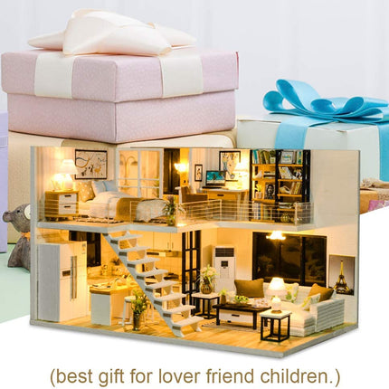 Dollhouse Miniature with Furniture Kit Plus Dust Proof and Music Movement - M9 (1:24 Scale Creative Room Idea)