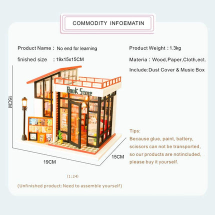 Dollhouse Miniature with Furniture Kit Plus Dust Proof and Music Movement - M10 (1:24 Scale Creative Room Idea)