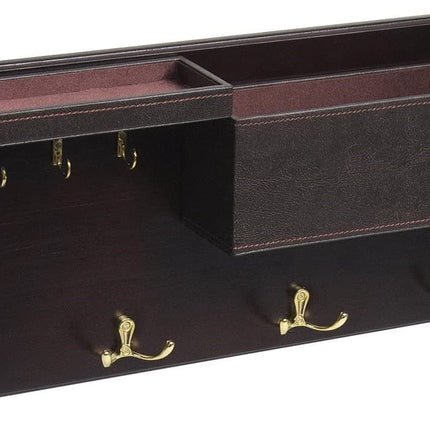 Wood Entryway Coat Rack with 2 Leather Tray(Brown)