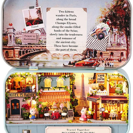 Box Theatre Doll House Furniture Miniature, 1:24 Dollhouse Kit for Kids (Roaming in Paris)