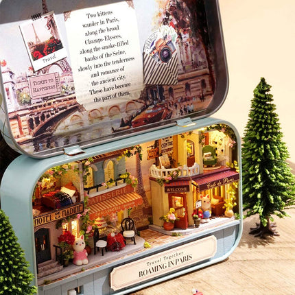 Box Theatre Doll House Furniture Miniature, 1:24 Dollhouse Kit for Kids (Roaming in Paris)