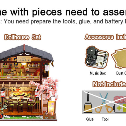 Dollhouse Miniature with Furniture Kit Plus Dust Proof and Music Movement - Asia (1:24 Scale Creative Room Idea)
