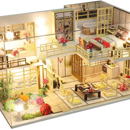 Dollhouse Miniature with Furniture Kit Plus Dust Proof and Music Movement - Japanese Apartment (1:24 Scale Creative Room Idea)