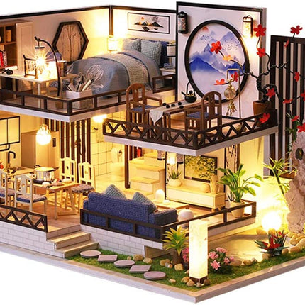 Dollhouse Miniature with Furniture Kit Plus Dust Proof and Music Movement - Bamboo Fragrance (1:24 Scale Creative Room Idea)