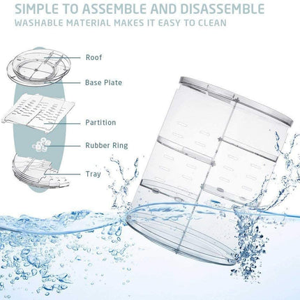 360 Degree Rotation Makeup Organizer Adjustable with Multifunction Cosmetic Storage Box
