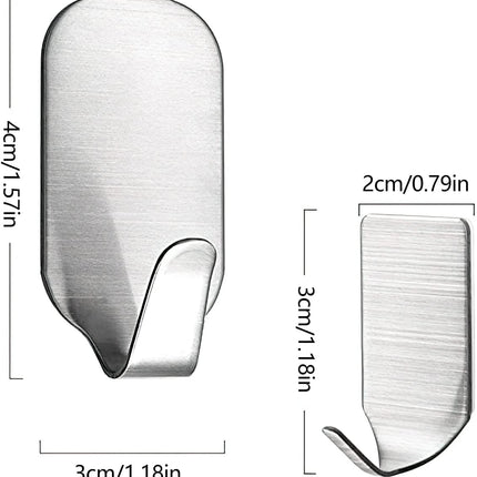 23 Pieces Stainless Steel Waterproof Self Adhesive Dual Wall Hooks for Bathroom, Bedroom and Kitchen
