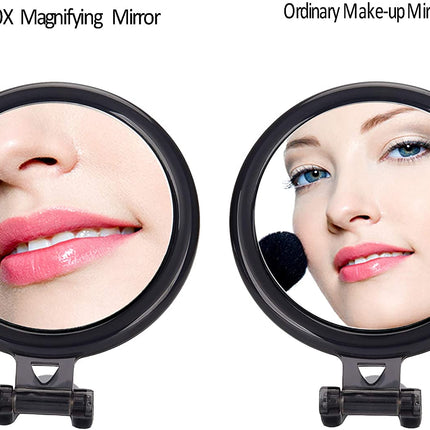 20X Magnifying Hand Mirror Two Sided Use for Makeup Application, Tweezing, and Blackhead/Blemish Removal (10 cm Black)