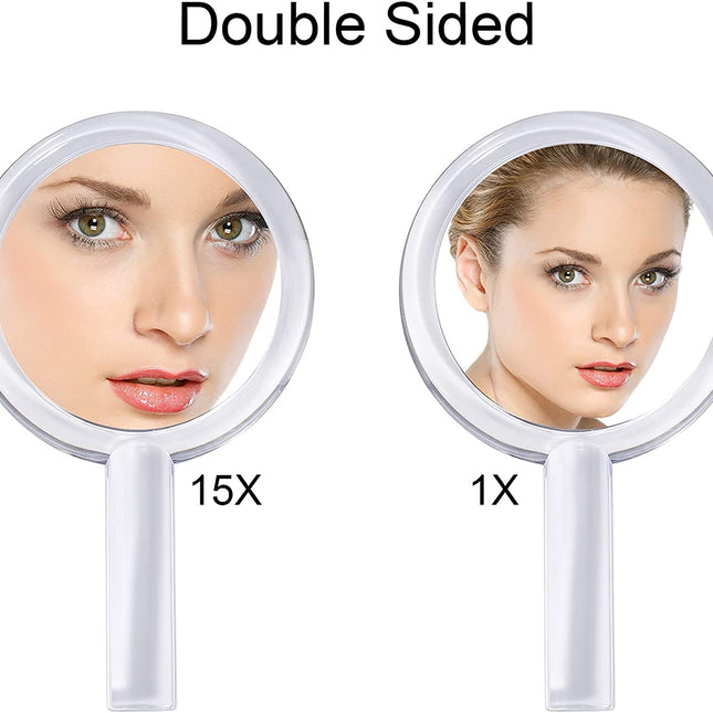 20X Magnifying Hand Mirror Two Sided Use for Makeup Application, Tweezing, and Blackhead/Blemish Removal (15 cm Silver)