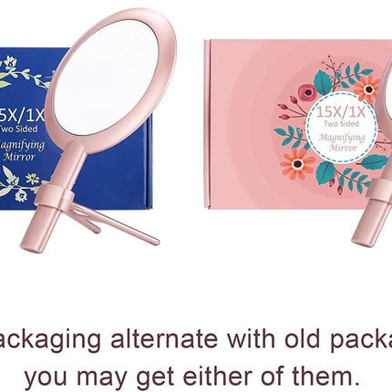 20X Magnifying Hand Mirror Two Sided Use for Makeup Application, Tweezing, and Blackhead/Blemish Removal (15 cm Silver)