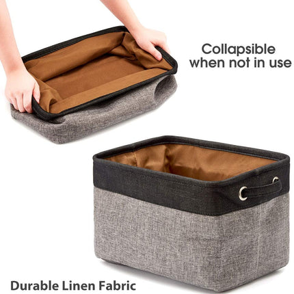 Pack of 3 Collapsible Large Cube Fabric Storage Bins Baskets for Laundry - Black and Gray