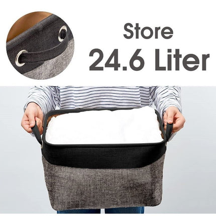 Pack of 3 Collapsible Large Cube Fabric Storage Bins Baskets for Laundry - Black and Gray