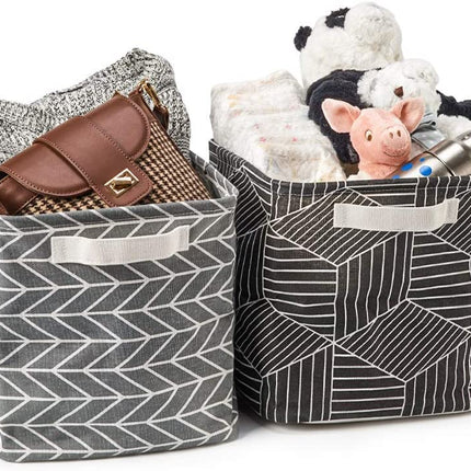 Pack of 6 Foldable Fabric Basket Bin Storage Cube for Nursery, Office and Home Decor (Multi)