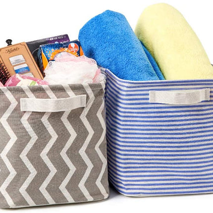 Pack of 6 Foldable Fabric Basket Bin Storage Cube for Nursery, Office and Home Decor (Multi)