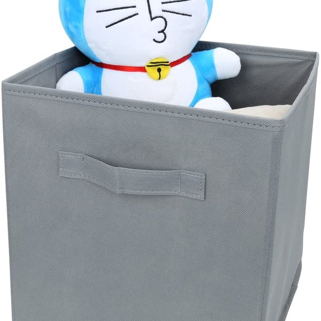 Pack of 6 Foldable Fabric Basket Bin Storage Cube for Nursery, Office and Home Decor (Grey)