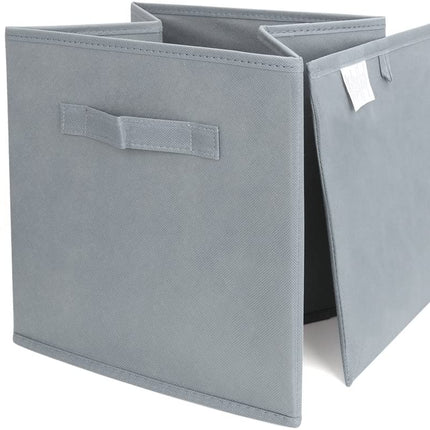 Pack of 6 Foldable Fabric Basket Bin Storage Cube for Nursery, Office and Home Decor (Grey)