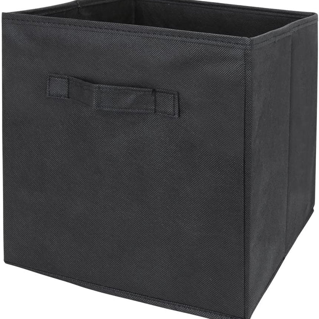 Pack of 6 Foldable Fabric Basket Bin Storage Cube for Nursery, Office and Home Decor (Black)