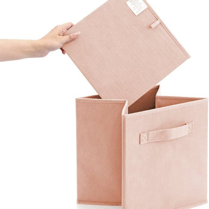 Pack of 6 Foldable Fabric Basket Bin Storage Cube for Nursery, Office and Home Decor (Pink)