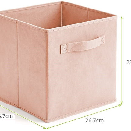 Pack of 6 Foldable Fabric Basket Bin Storage Cube for Nursery, Office and Home Decor (Pink)